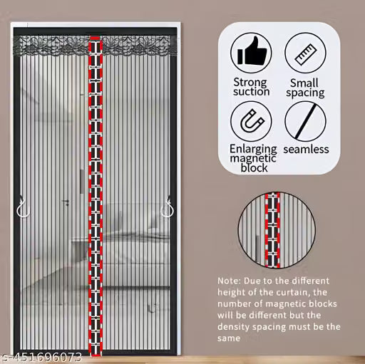 Magnetic Mosquito Door Net – Self-Closing Full Coverage Mesh Curtain, Black (210x100cm)