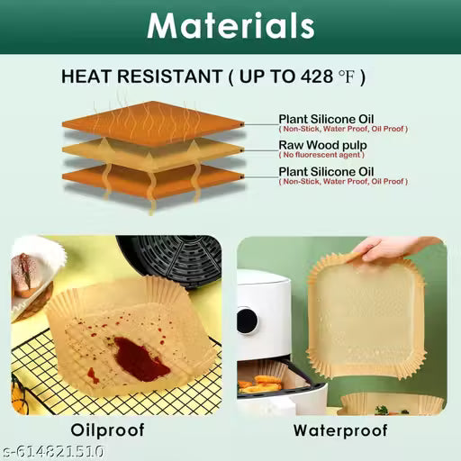 Premium Disposable Air Fryer Paper Liners (100 Pcs Pack) – Non-Stick, Oil-Proof Parchment Paper for Baking, Roasting & Microwave