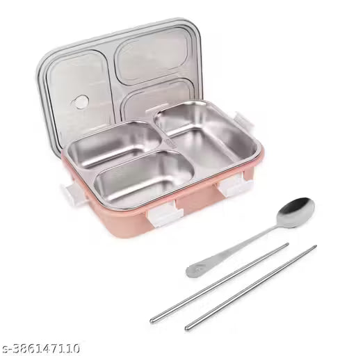 Premium Leakproof Stainless Steel Bento Lunch Box – Insulated 3-Compartment Meal Prep Container with Spoon & Chopsticks