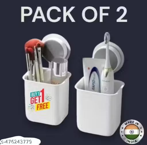 Self-Adhesive Wall-Mounted Toothbrush & Razor Holder (Pack of 2)