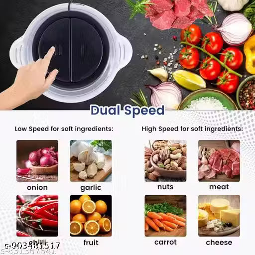 Electric Meat Grinder Machine for Kitchen – 2 Litre Food Processor with Stainless Steel Bowl Big Capacity – 2 Speed Mode Chopper Vegetable, Onion, Minced Home Use ( 250 W)
