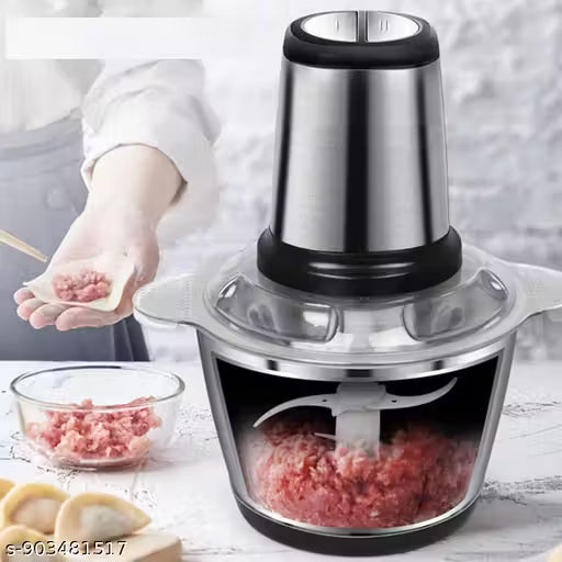 Electric Meat Grinder Machine for Kitchen – 2 Litre Food Processor with Stainless Steel Bowl Big Capacity – 2 Speed Mode Chopper Vegetable, Onion, Minced Home Use ( 250 W)